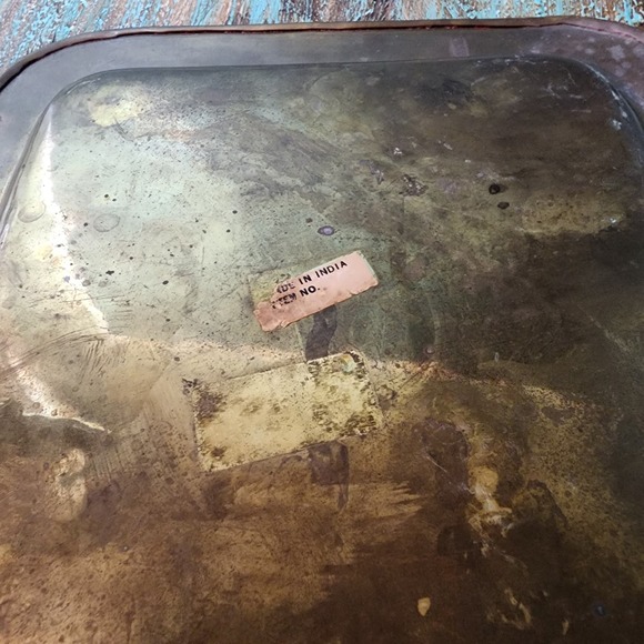 Vintage Solid Brass Bunny Rabbit Two-Demensional Square Plate Decor 8.25" India - Picture 3 of 7